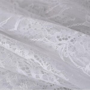 Tissu Dentelle et Broderie Blanc en Polyester pour Robe de mariée.