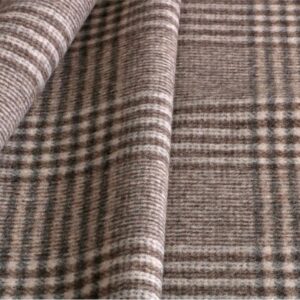 Beige, Gray Wool Tartan Coat fabric for Coat, Jacket, Skirt.