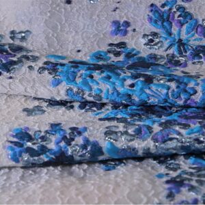 Blue Polyester, Silk Jacquard fabric for Ceremony Dress, Dress, Jacket, Light Coat.