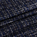 Tissu Tweed Bleu en Polyester, Viscose pour Jupe, Veste, Veste-Manteau légère.