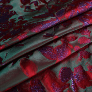 Green, Red Polyester, Silk Jacquard fabric for Ceremony Dress, Party dress.