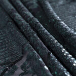 Black, Green Polyester Sequins Abstract Laces-Embroidery fabric for Party dress.