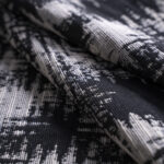 Black, White Cotton, Polyester Jacquard fabric for Jacket, Light Coat.