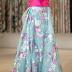 Silk-blend light blue organza jacquard fabric | new tess