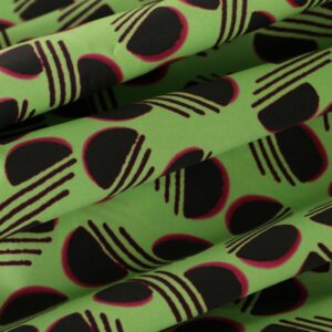 Black, Green Cotton Geometric Print fabric for Dress, Pants, Shirt, Skirt.